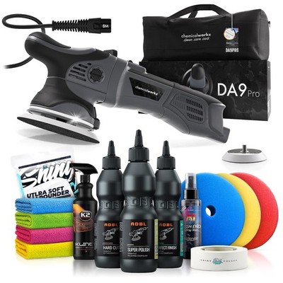 Exzenter Poliermaschine chemicalworkz DA9 Pro mit ADBL Politurset 14-tlg.
