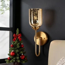 LNC 15.7 in. H Modern 1-Light Plated Brass Wall Sconce w/ Mercury Glass