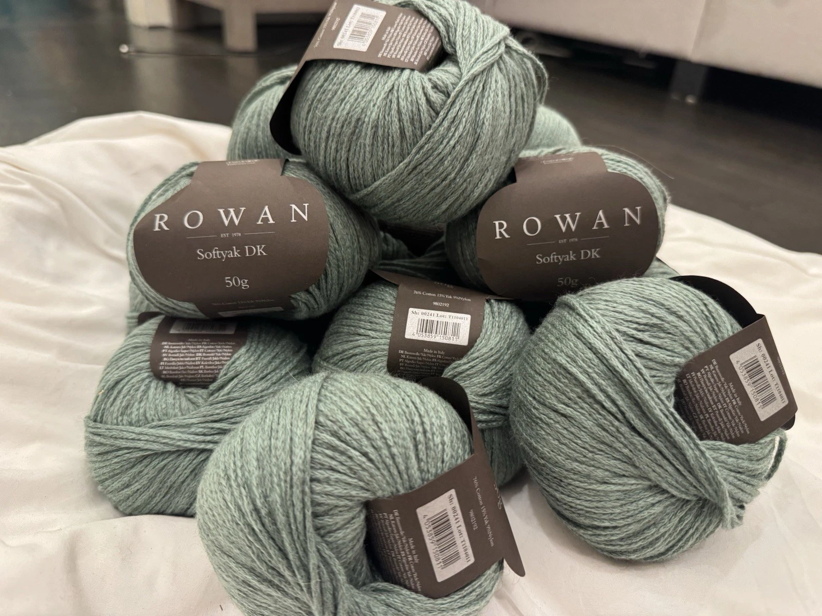 Premium Destash Lot: 16 Skeins of Rowan Softyak DK Yarn in "Lawn" - product detail image 8