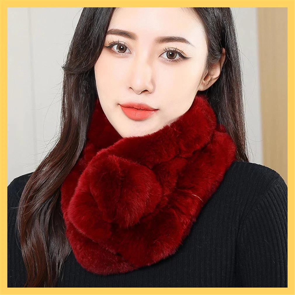 Women's Real Rabbit Fur Scarf Thicken Winter Warm Neck Wrap Collar Size 70x13cm