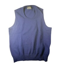 Puritan Sweater Vest Mens Large Navy Blue Good Lambswool Aquarknit Vintage Crew