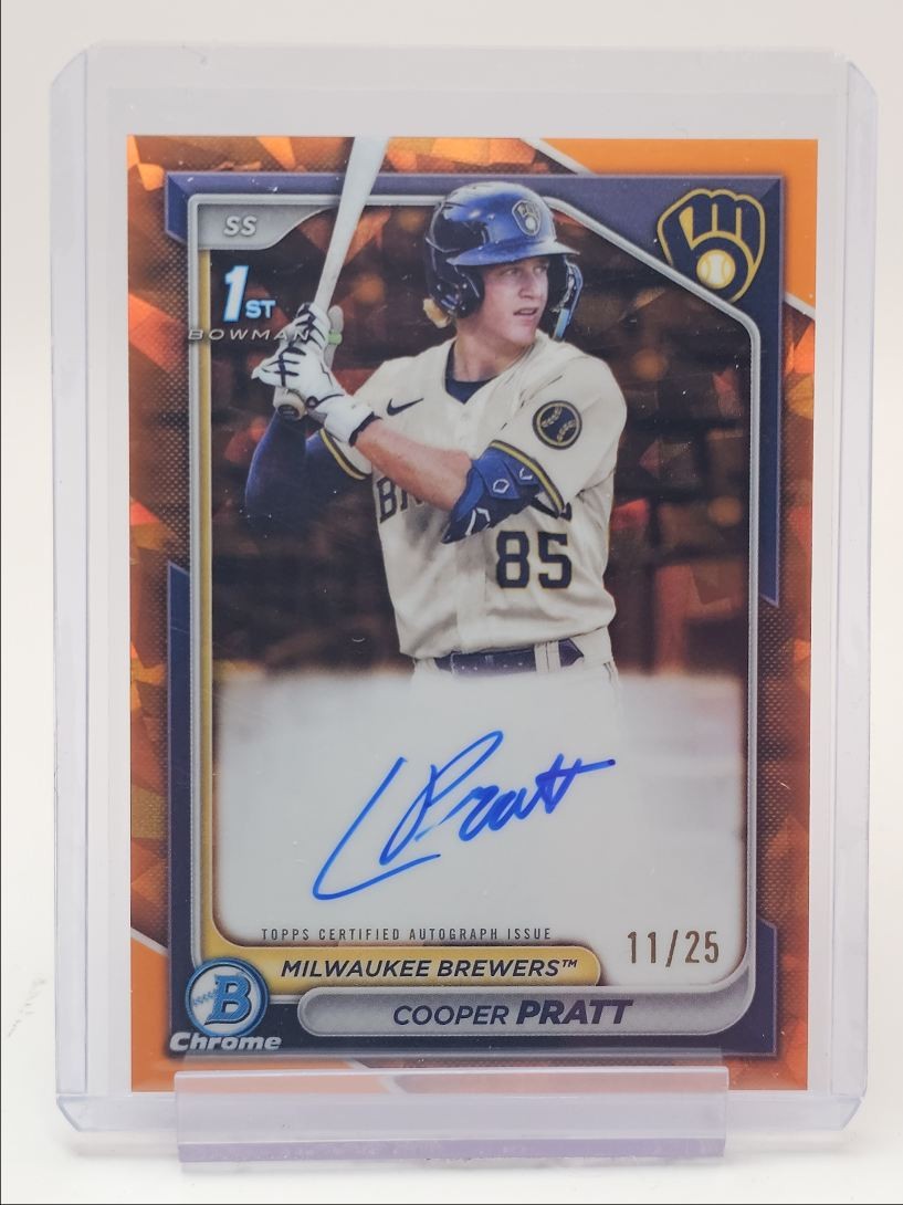 COOPER PRATT 2024 BOWMAN CHROME SAPPHIRE 1ST ORANGE AUTO /25 Q0081