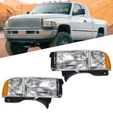 Headlight For Dodge Ram 1500 2500 3500 1994-2002 Left&Right Side Headlamp Chrome