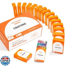 Shuttle Art Crayons Bulk Set - 24 Boxes of 24 Assorted Colors, 576 Count Dura
