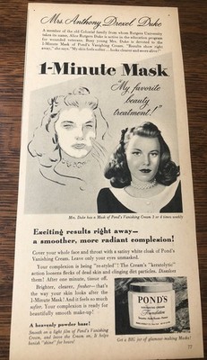 1946 Ponds Vanishing Cream / SweetHeart Toilet Soap - Vintage Print Ads  2-sided