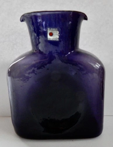 Vintage BLENKO Double Spout Amethst Purple Handmade Glass Water Bottle