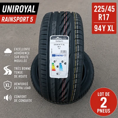 Lot de 2 Pneus UNIROYAL RainSport 5 225/45 R17 94Y XL Été Extra Load - Photo 1/2