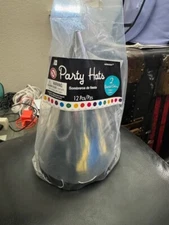 Amscan 12ct. Clear/Black Paper Cone Party Hats Party Supply Favor New!!!