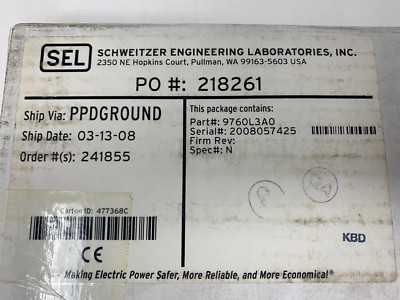 Schweitzer Engineering 9760L3A0 SELect I/O 8-Digital Input Card SEL-751A 125VDC