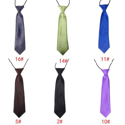 Boys Girls Classic Satin Elastic Neck Tie Wedding Prom Children School Kids Tie - Picture 3 of 51