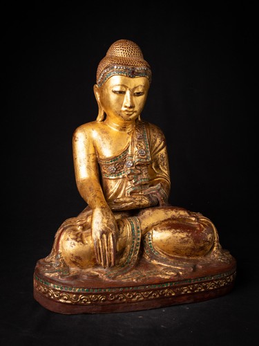 Antique wooden Burmese Mandalay Buddha from Burma, 19th century - Picture 6 of 12