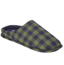 Club Room Men's Check Plaid Slippers Green/Blue Small Size 6-7