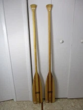 2 Wooden FEATHER BRAND Boat Oars/ Paddles  60"  GREAT SHAPE