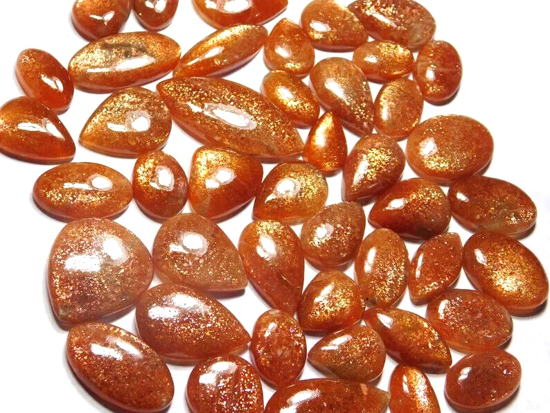 Incrível Lote Atacado de Pedras Preciosas Soltas Cabochão Laranja Natural Não Tratada - Imagem 2 de 4