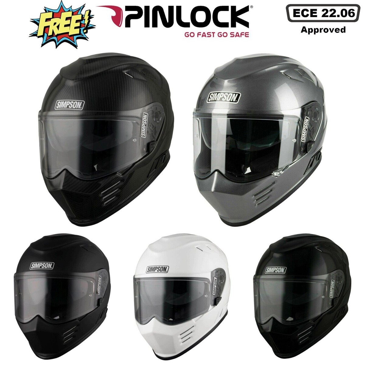 Simpson Venom Bandit Full Face Motorcycle Motorbike Helmet Simpson Venom Bandit Full Face Motorcycle Motorbike Helmet