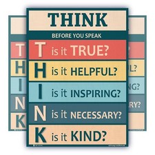Think before you speak LAMINATED motivational chart rainbow classrooms poster