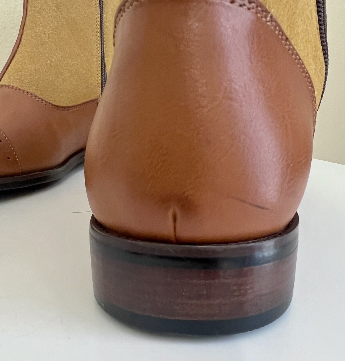 Mens 12 Two Tone Leather Button Boots 1920s Style zip Leather Suede Natbee Mens 12 Two Tone Leather Button Boots 1920s Style zip  main image 2