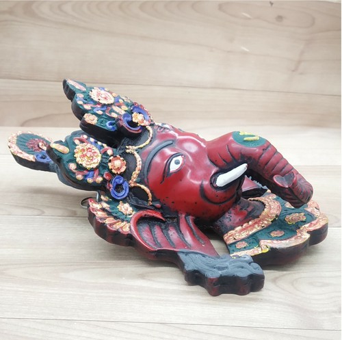 Ganesha Mask 8" with Painting Work Wall hanging Sculpture wall Decor Religious - Picture 2 of 4