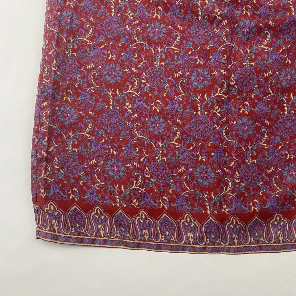 Saia Reta Lápis Paisley Floral Vermelho 100% SEDA Vintage Old Navy Forrada Tamanho 2 - Imagem 3 de 4