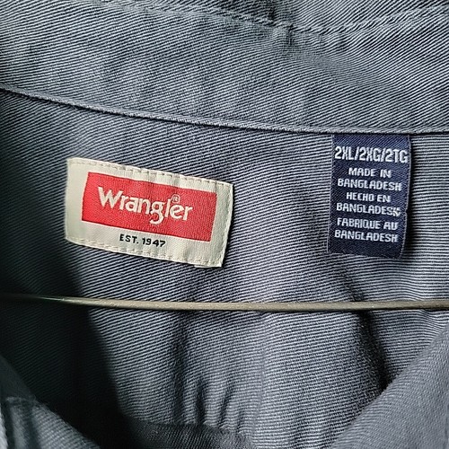 Wrangler Shirt Men's 2XL Red Tag Solid Gray 2 Pocket Long Sleeve Cotton Blend - Picture 2 of 13