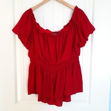 Scarlet Darkness Women's Renaissance Medieval Pirate Shirring Top Red Size XL