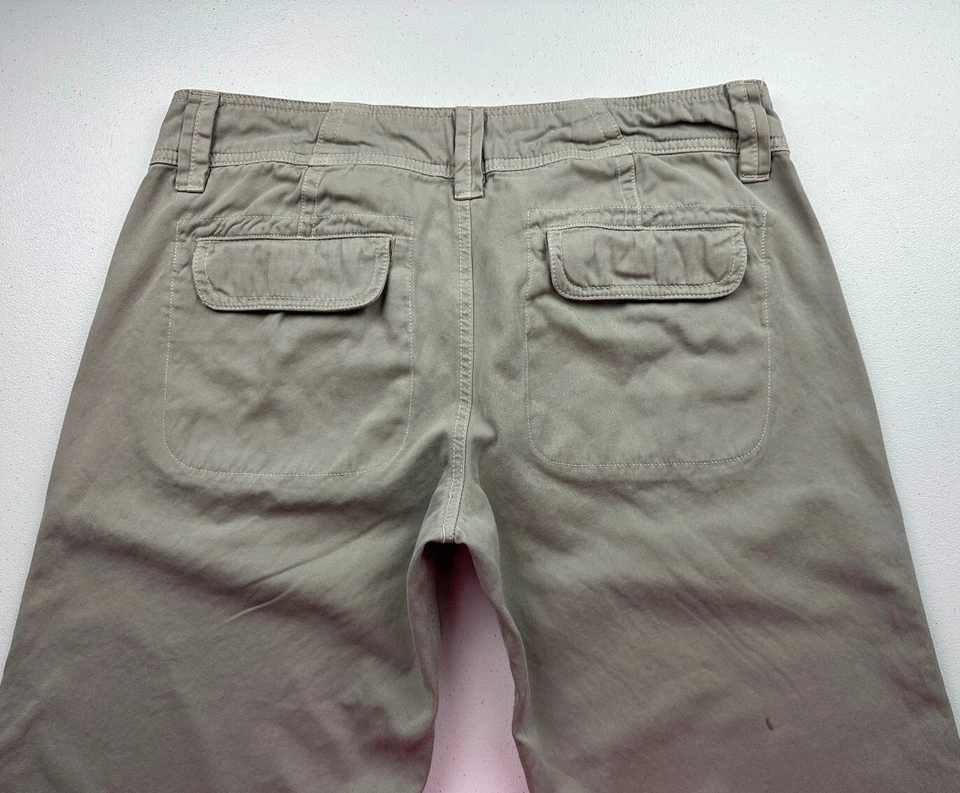 Pantalones James Perse para mujer 34 grises de lona pierna ancha tiro bajo solapa bolsillos informales Foto 3 de 4