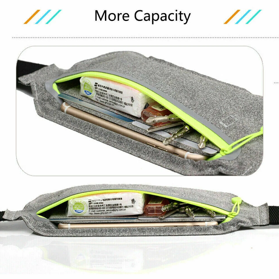 Bolsa de cintura esportiva para bumbum corrida caminhada zíper bolsa pochete ultra fina - Imagem 3 de 4