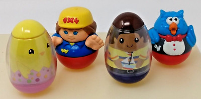 Weeble Wobbles Lot of 4 Hasbro Playskool 1987 2009 Vintage Child Owl Chick Man