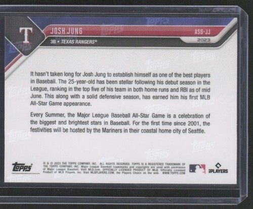 Josh Jung 2023 Topps jetzt All Star Fanfest exklusiv #ASG-JJ grüner Rand SP - Bild 2 von 2