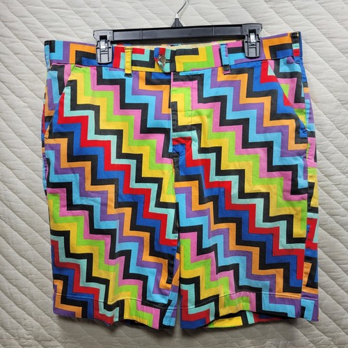 Loudmouth Golf Shorts Zig Zag Geometric Pattern Mens  36