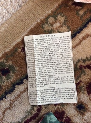 M8-3 Ephemera 1885 Artikel Walworth Great Fire Herr Bräutigam Holzhof