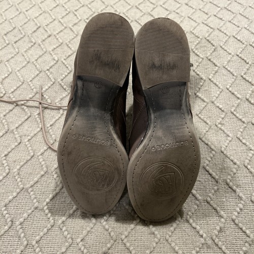 Boutique 9 Womens Combat Moto Boots Granny SZ 8.5 Brown Leather Suede Western - Picture 6 of 8