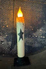 Primitive Handcrafted Colonial Black Star 7"H Led Timer Taper Candle
