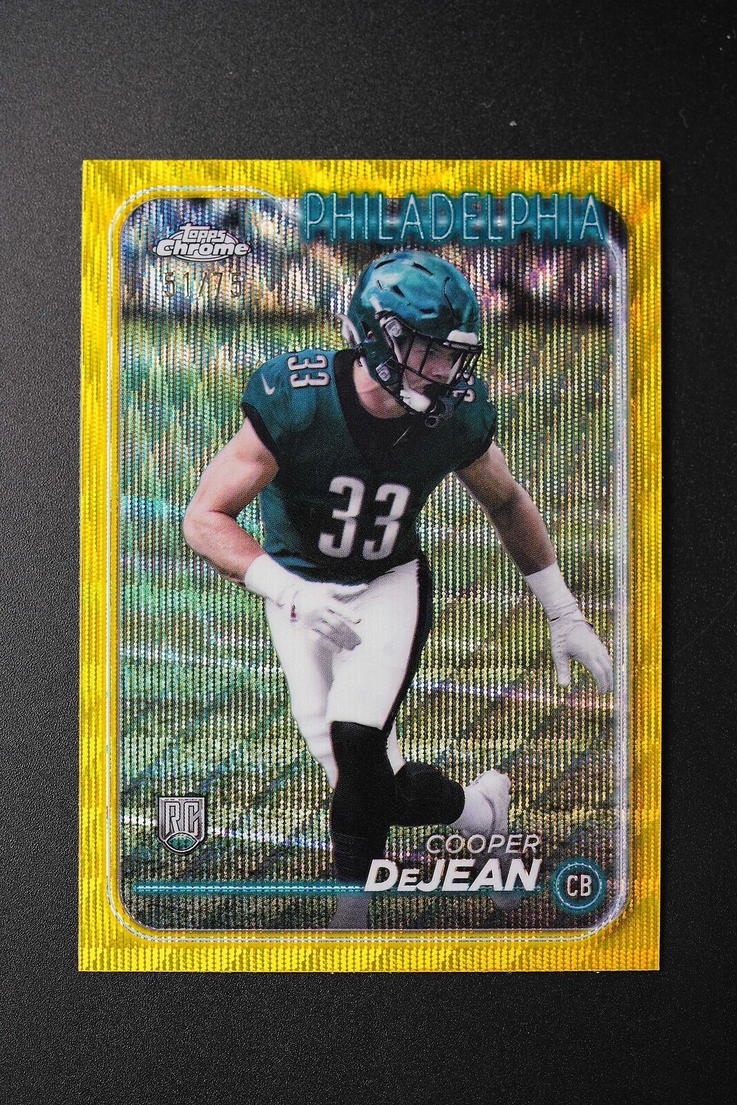 Cooper DeJean 2024 Topps Chrome Rookie RC Yellow Wave Refractor 51/75 #232 -HD