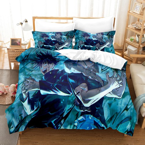 Jujutsu Kaisen Boys Bedding Set 2/3Pcs Quilt Duvet Cover Dorm Single Double King - Picture 16 of 43
