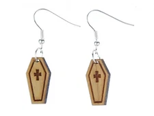 Earrings Earring Miniblings Sarcophagus Horror Funeral Halloween Wood