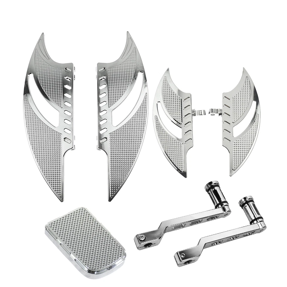 Pies de piso cromados talón de freno puntera palanca de cambio pedal apto para Harley Touring Foto 2 de 4