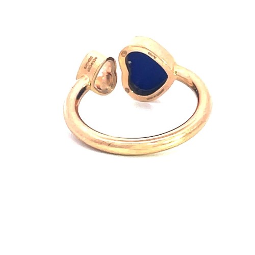Chopard Happy Diamond Gold Ring 18k Rose Lapis Double Heart Style Germany - Picture 5 of 8