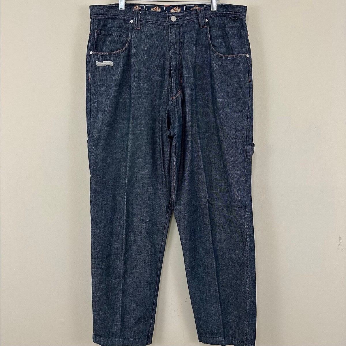 ☆NOT4NERD☆ Loose Wide Denim Pants Deep Blue PT050DB Johnny Blaze VTG WuTang Y2K Dark Blue Baggy Wide Carpenter