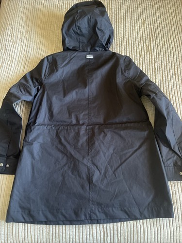HUNTER Classic Black Rain Cotton Smock Jacket Zip Snap Hooded Water Resistant M - Picture 10 of 18