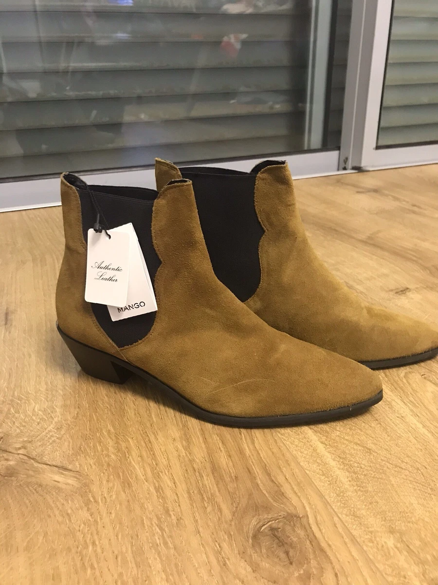 BNWT Mango Leather Suede Chelsea Western Ankle Boots size 8.5 eBay