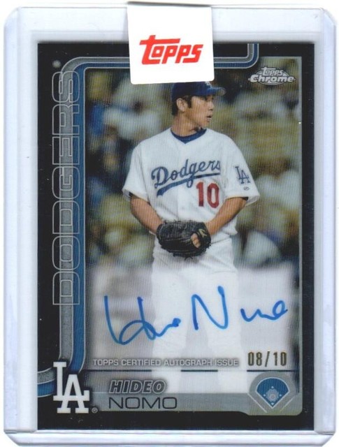 2025 TOPPS CHROME HIDEO NOMO LEGENDS BLACK REFRACTOR AUTO #8/10 SEALED DODGERS