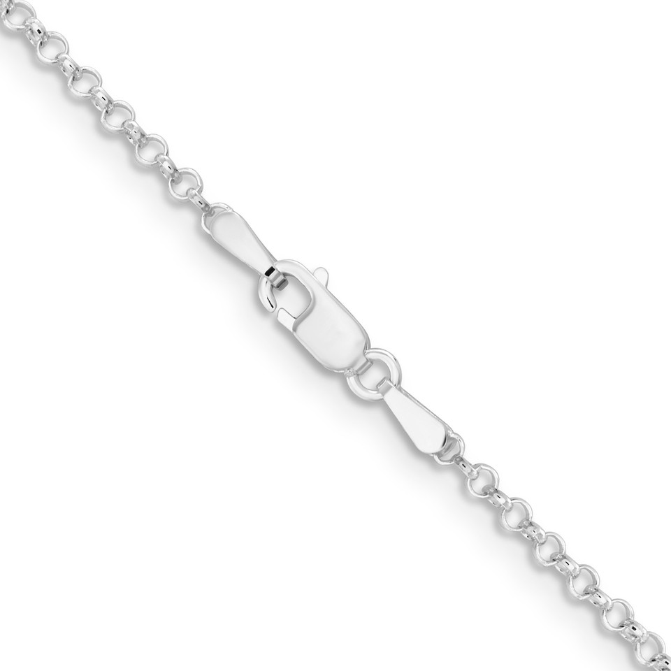 2mm Rolo Chain Necklace 22 inch Rhodium-Plated 925 Sterling Silver | eBay