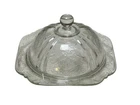 Vintage Federal Glass Madrid Etched Crystal Covered Butter Dish Clear