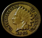 1863 COPPER NICKEL INDIAN HEAD CENT, LIBERTY, DIAMONDS, XF A beautiful coin!