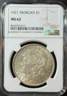 NGC MS62 1921 MORGAN SILVER DOLLAR $1  #44965