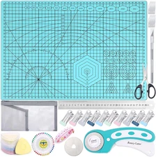 Rotary Cutting Mat and Tools Set,  45Mm Fabric Cropping Cutter Wheel with A3 Sel