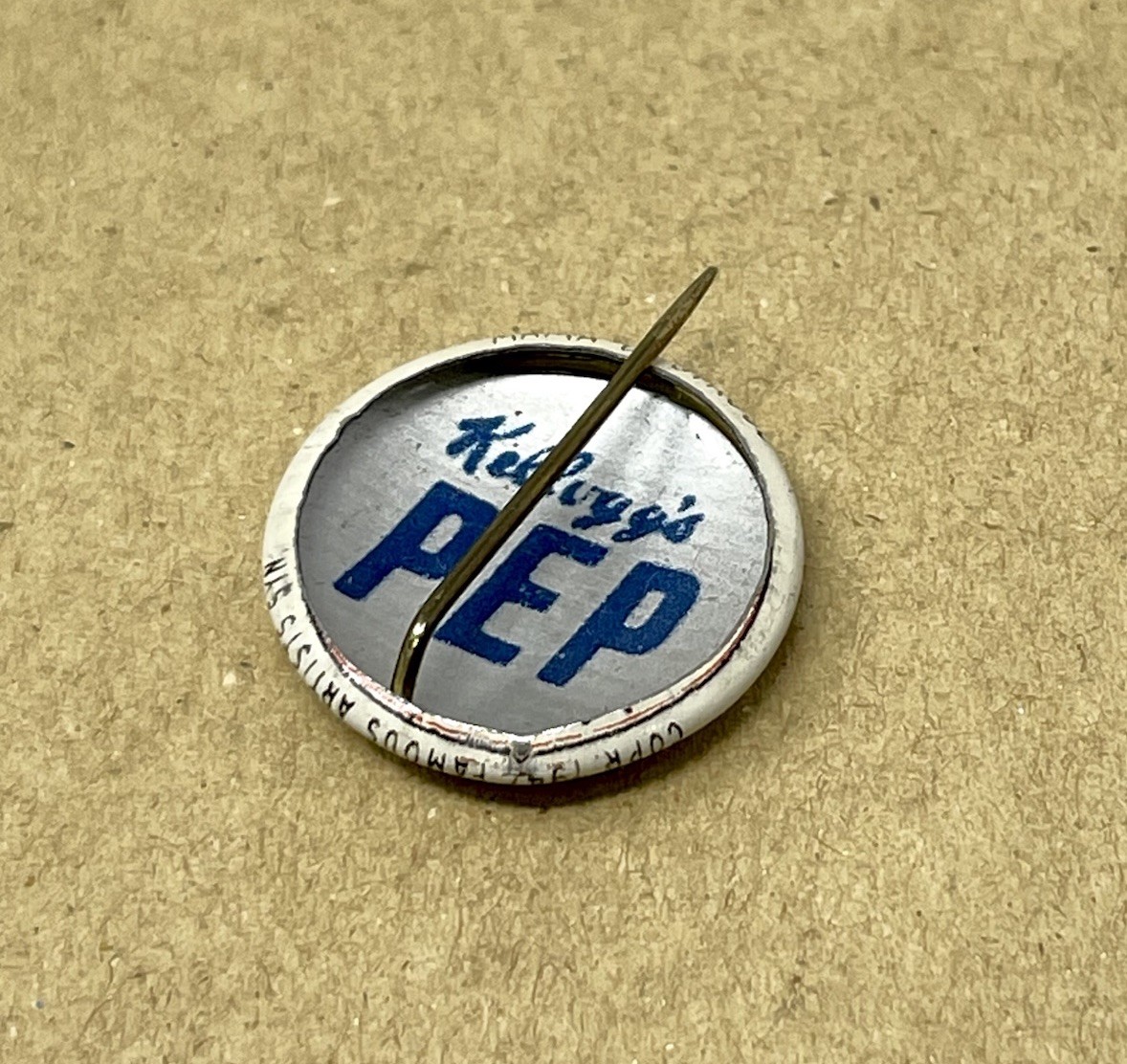 Kellogg's Pep Mama De Stross Round Metal Pinback Button Vintage Rare