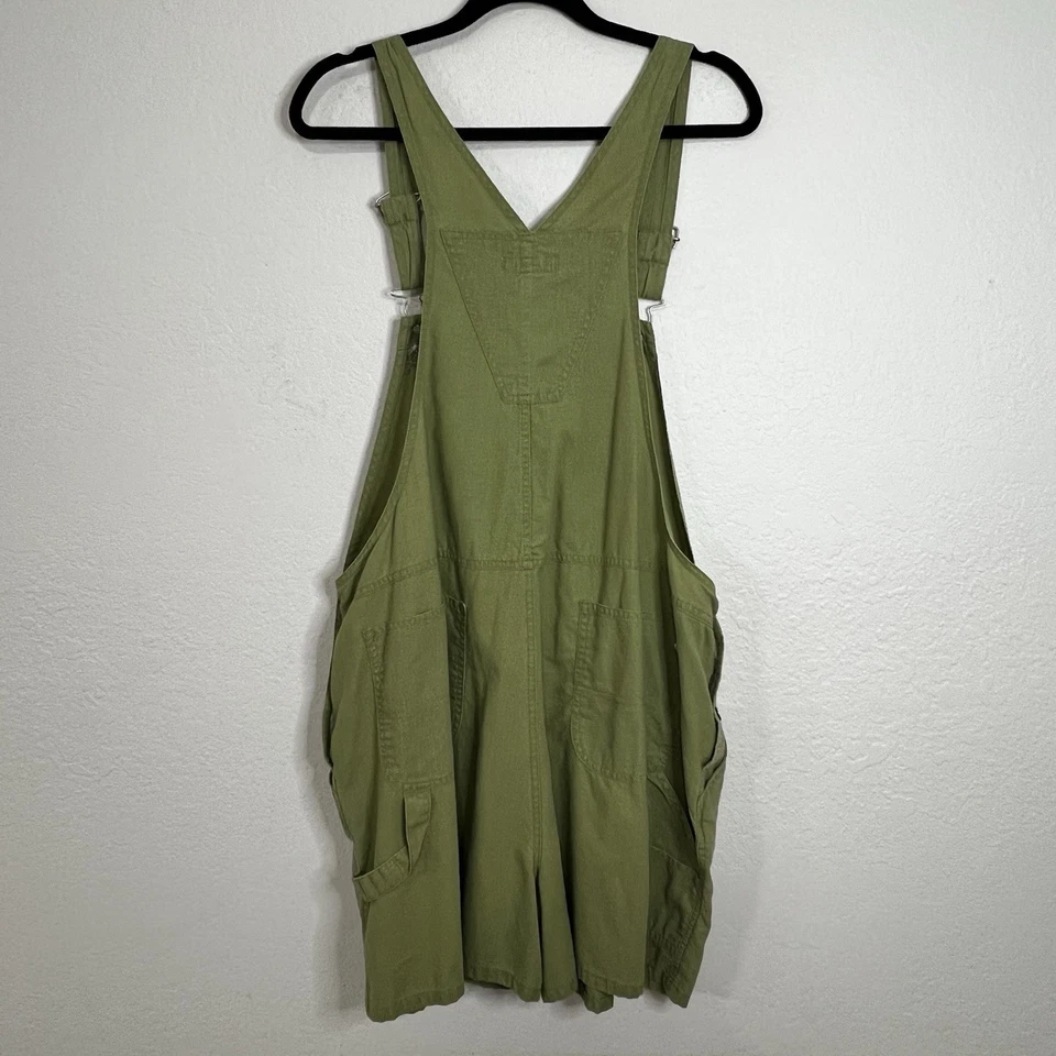 VTG Y2K Cherokee Overall Shorts Green Embroidered Linen Blend Women’s Plus 20W - Image 4 of 4