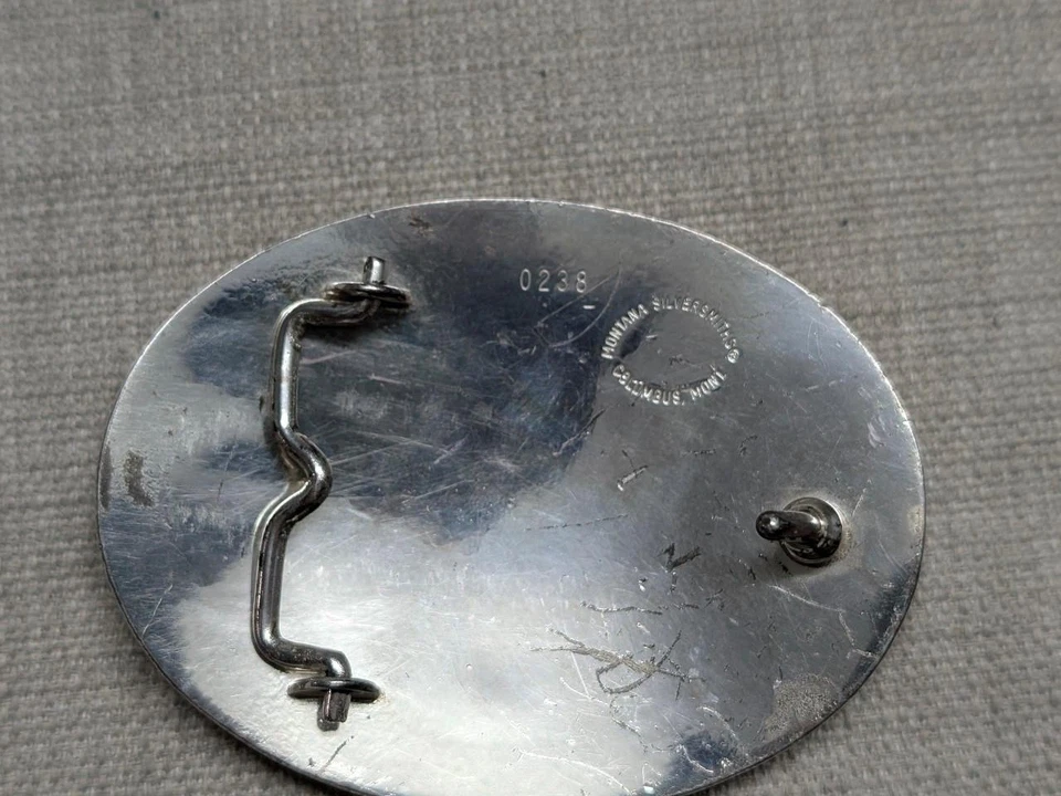 Hebilla de cinturón vintage MONTANA PLATEROS BÚFALO NÍQUEL indio nativo americano Foto 3 de 4